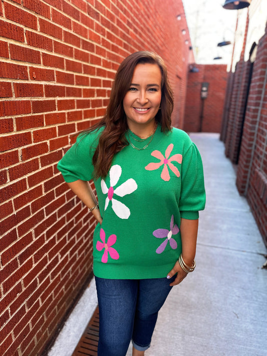 Green Floral Top RTS