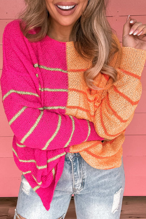 Multicolored Striped Knit Sweater