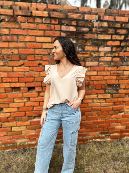 Tan Ruffle Top RTS