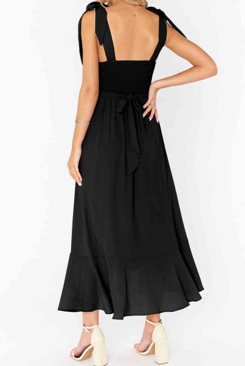 Tie Shoulder Black Dress WS RTS