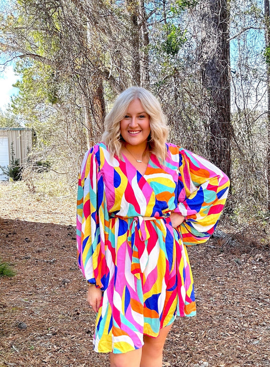 Abstract Plus Size Dress RTS