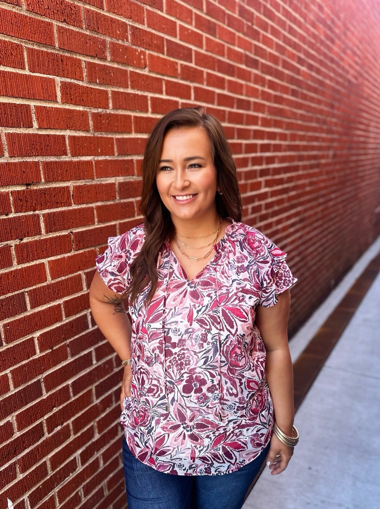 Floral Ruffle Blouse RTS