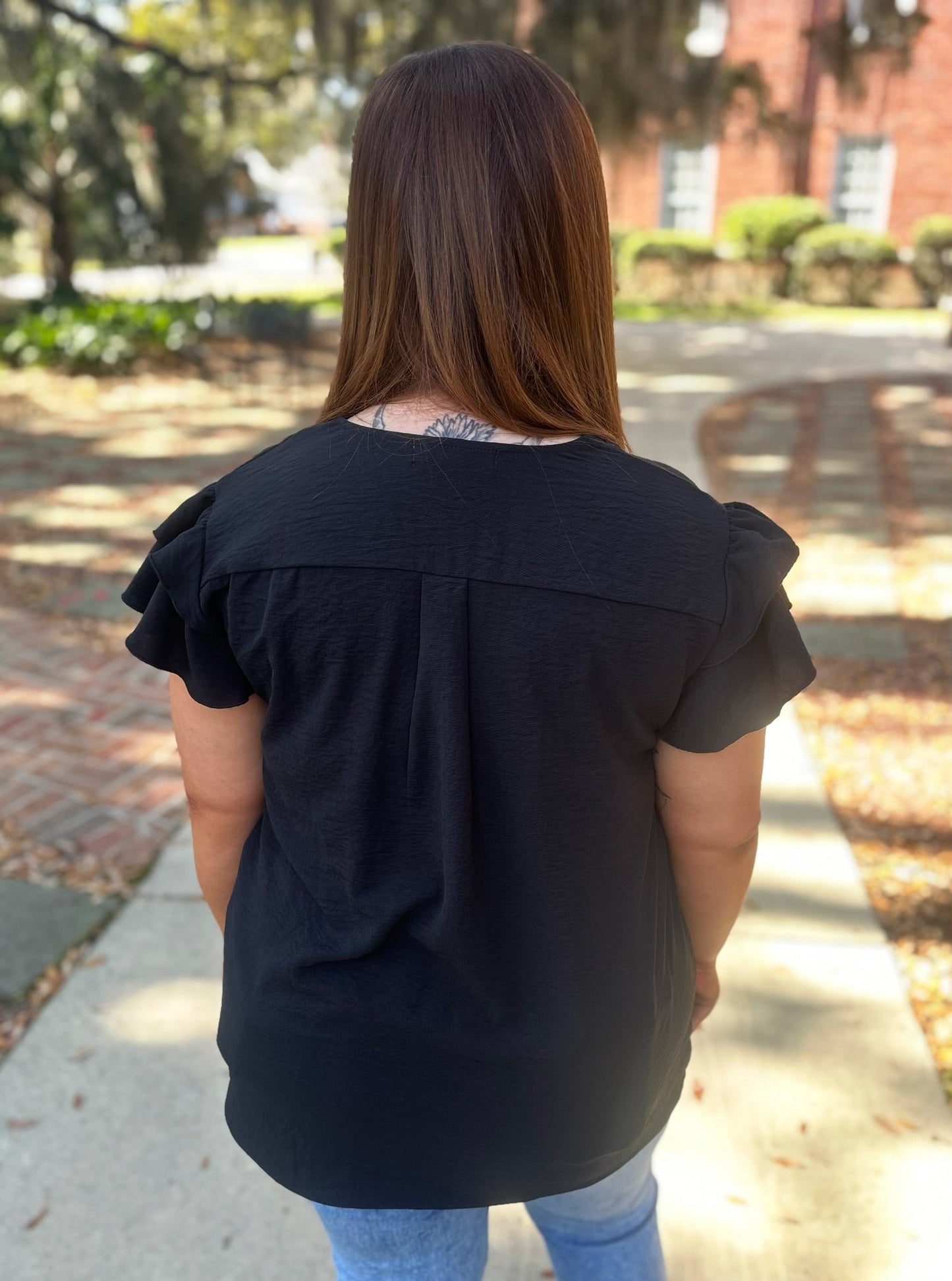 Black Ruffle Blouse March.