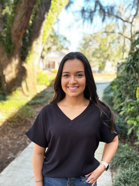 Black Crinkle Top Feb.