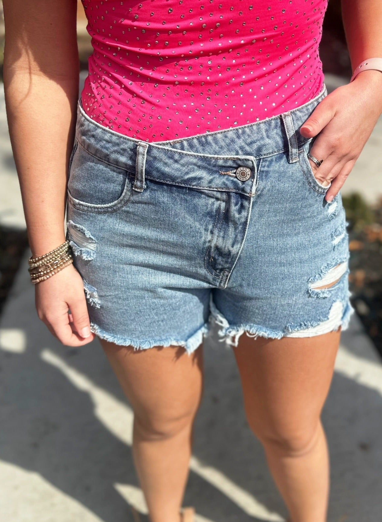 Crossover Denim Shorts Feb.