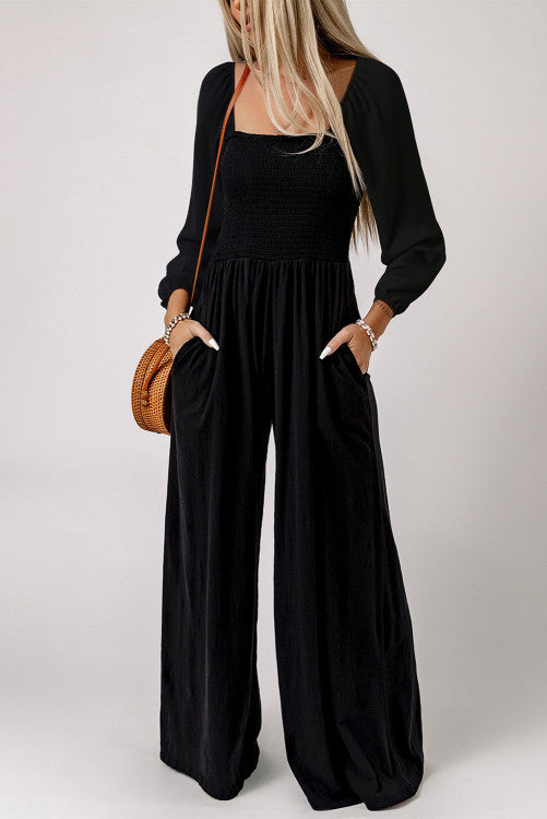 Smocked Jumpsuit Long Sleeve RTS