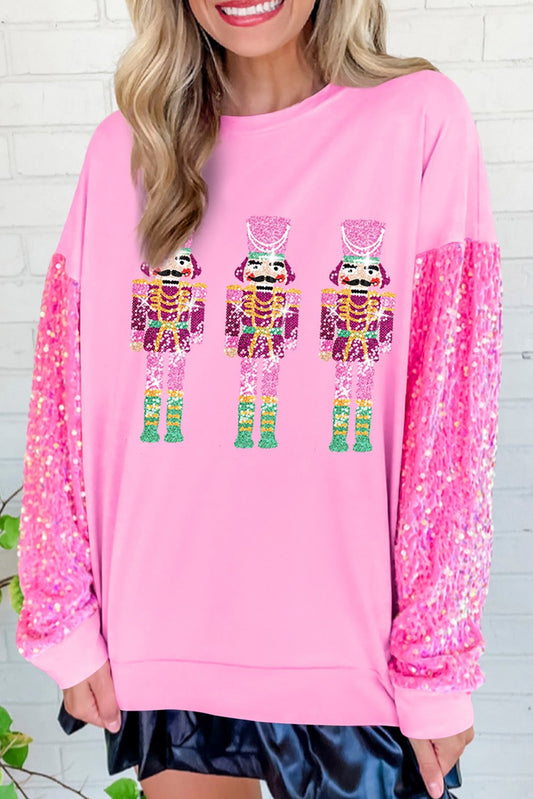 Pink Nutcracker Sequin Sleeve Sweatshirt RTS