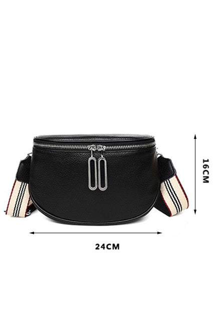 Black Cross Body with Striped Strap RTS