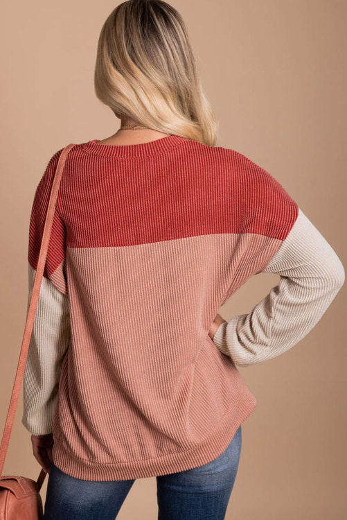 RED Ribbed Long Sleeve Top WS RTS