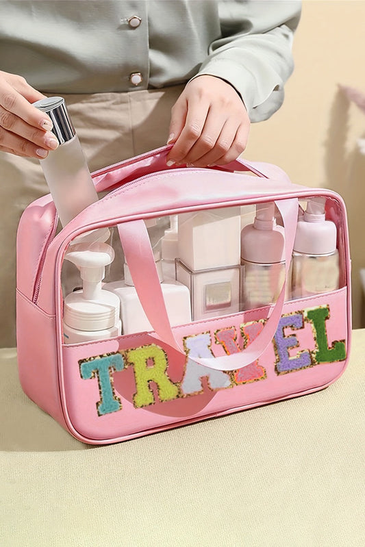 Light Pink Chenille Letter Travel Bag RTS