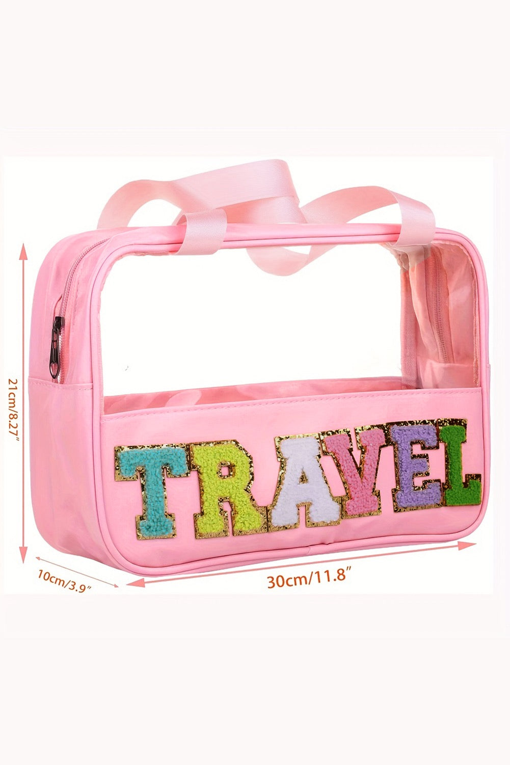 Light Pink Chenille Letter Travel Bag RTS