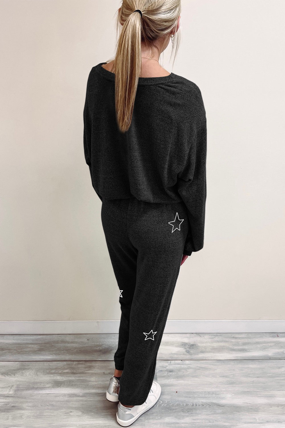 Black Stars Long Sleeve Lounge Set RTS