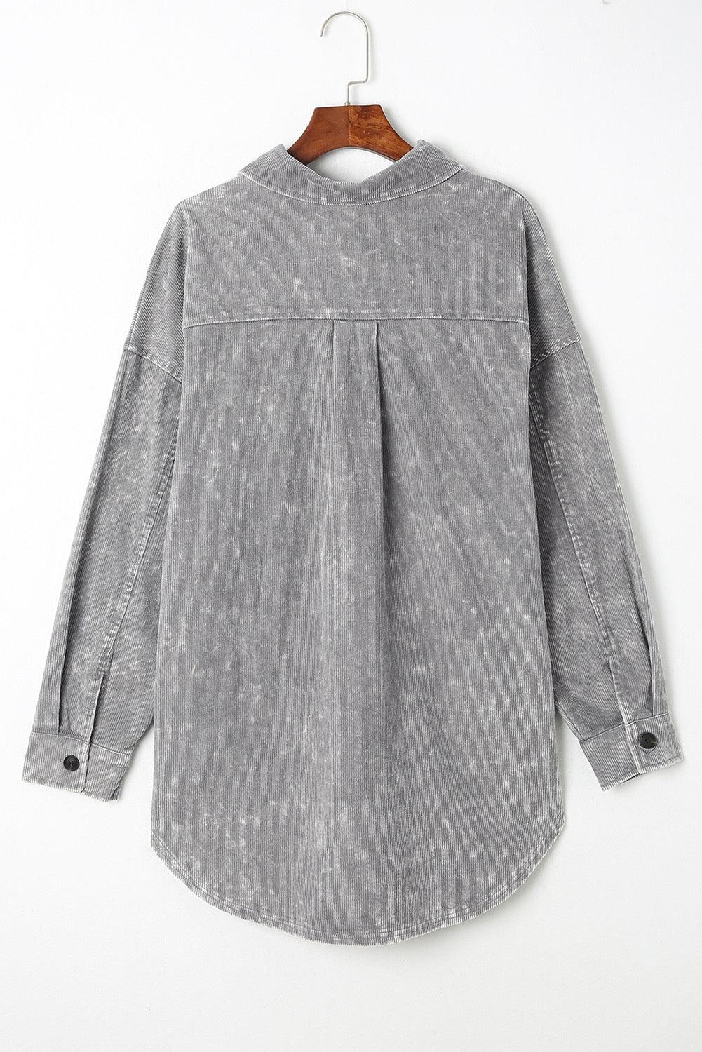 Grey Vintage Mineral Wash Oversized Shacket RTS