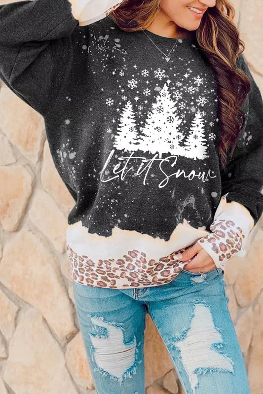 Black Let it Snow Bleached Sweatshirt RTS