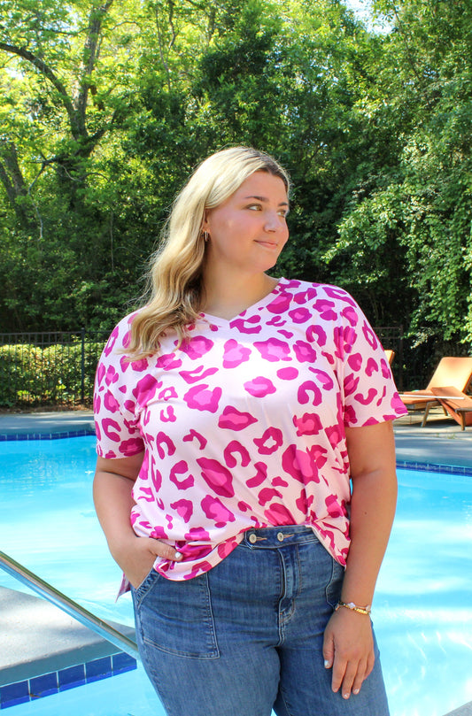 Pink Leopard Plus Size Top RTS