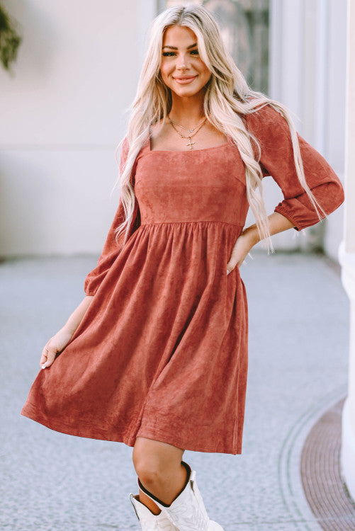 Brown Suede Dress WS RTS