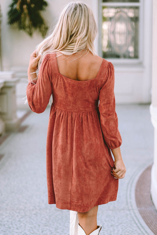 Brown Suede Dress WS RTS