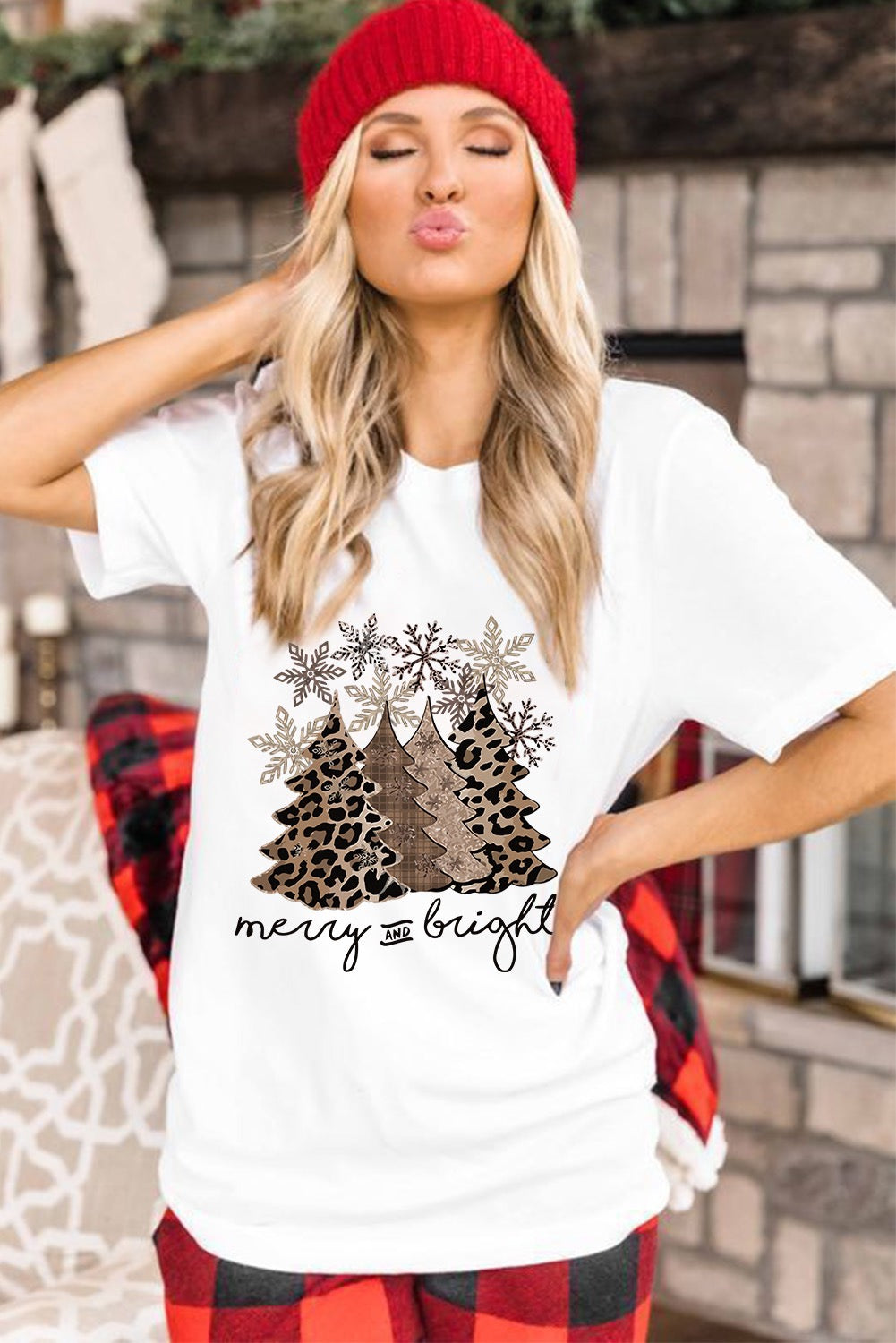 White Leopard Christmas Tree Design Shirt RTS