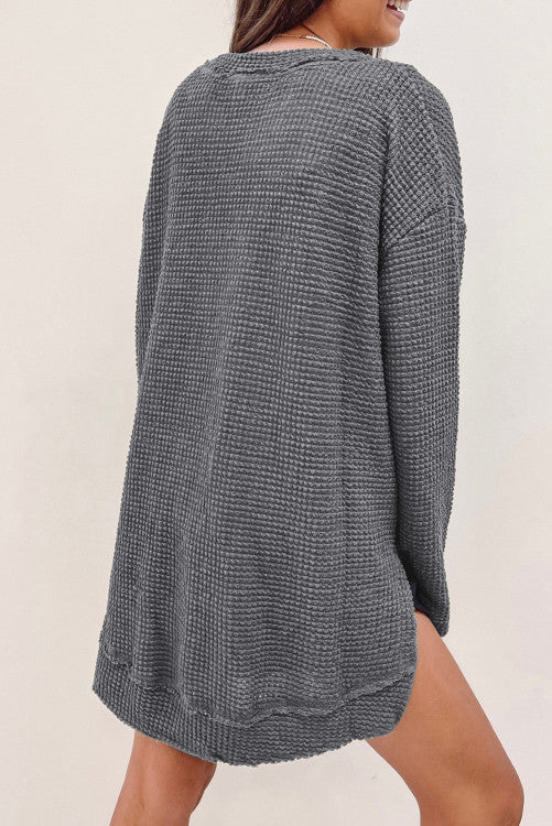 Gray Waffle Knit Oversized Top RTS