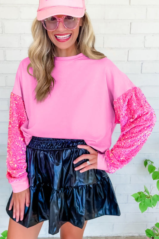 Pink Sequin Sleeve Shirt RTS