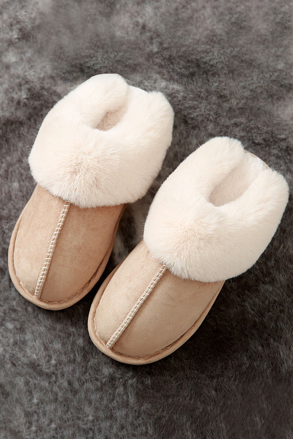 Khaki Faux Suede Plush Lined Slippers Nov.