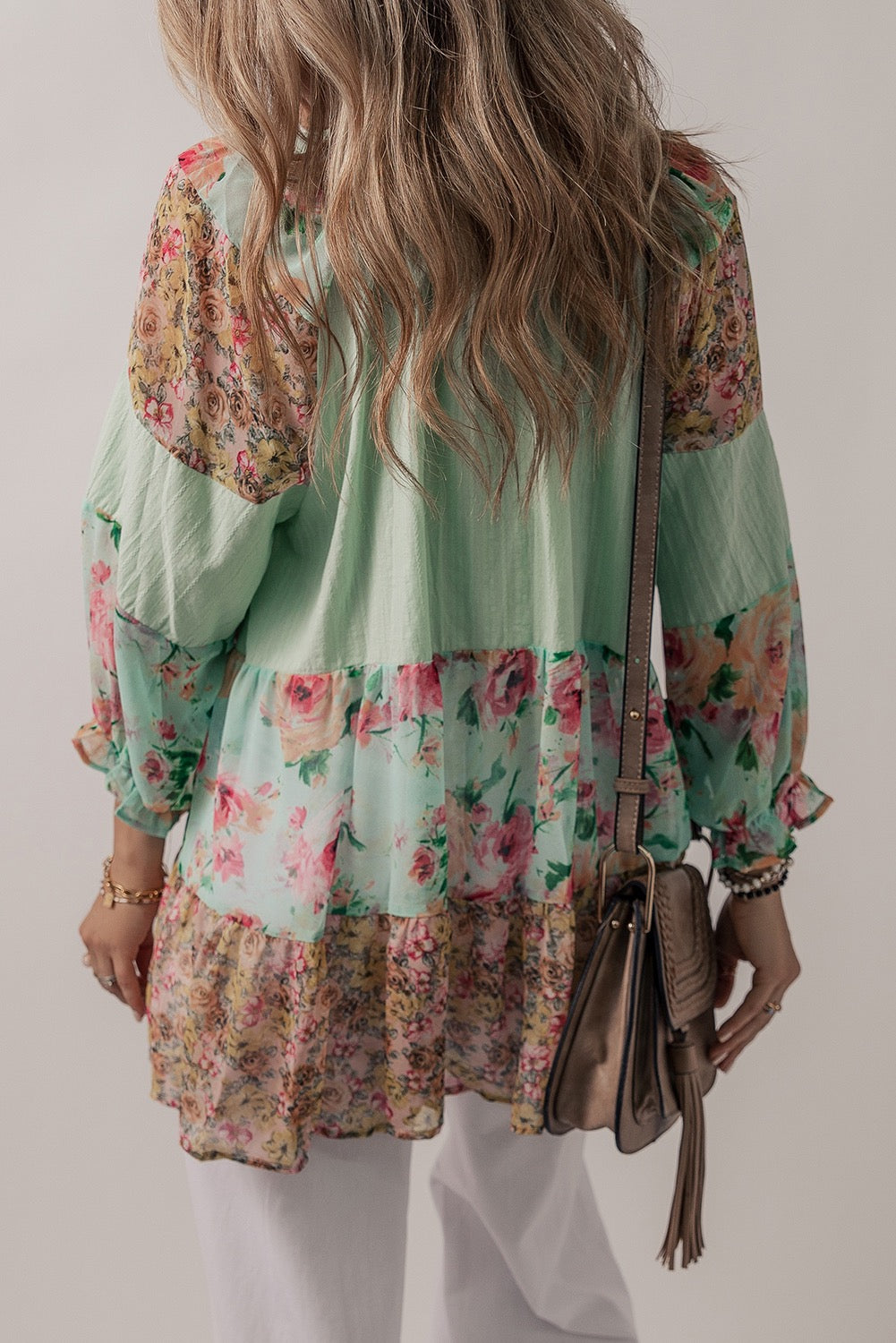 Green Floral Patchwork Top RTS