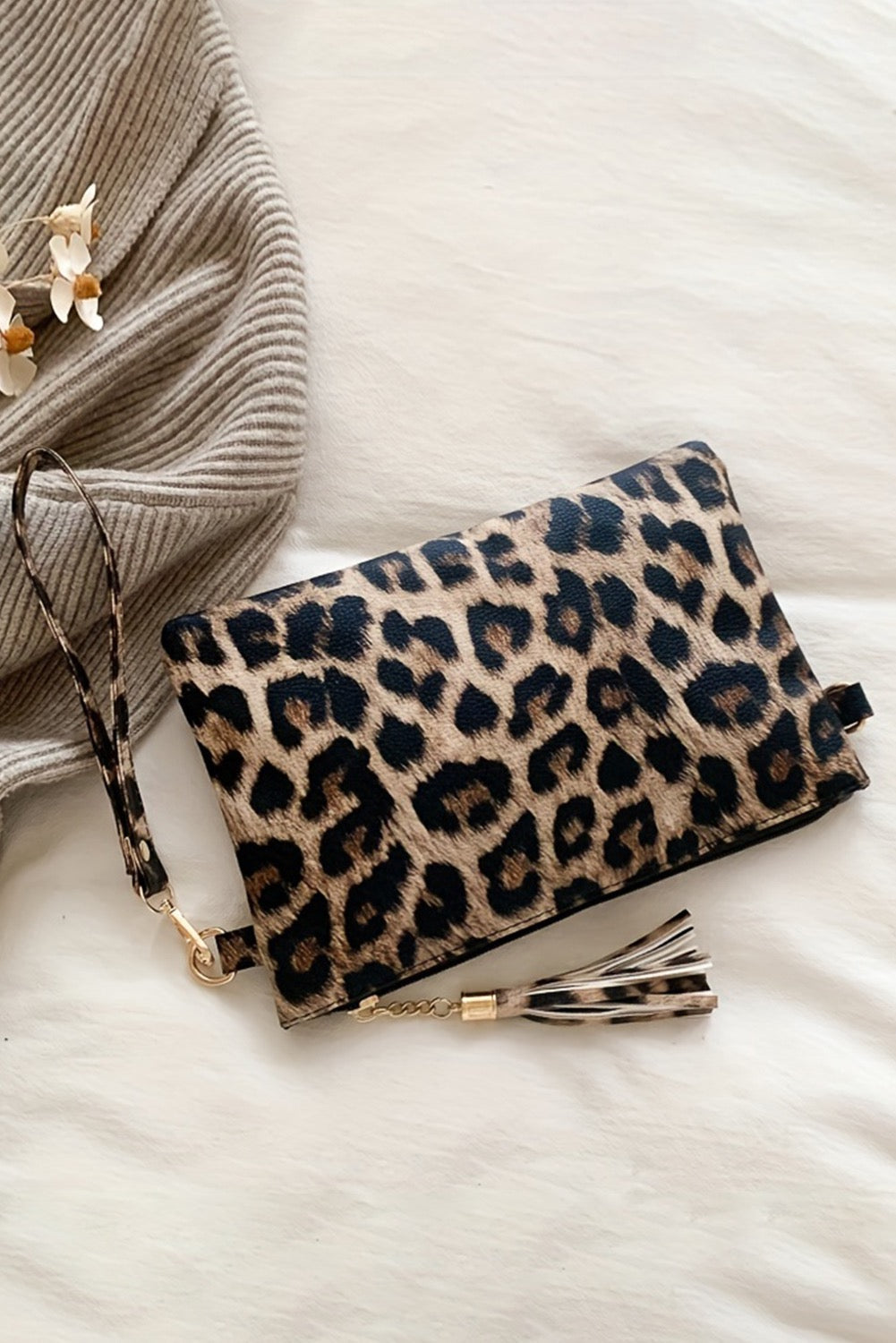 Chestnut Leopard Print Zipper Wallet RTS