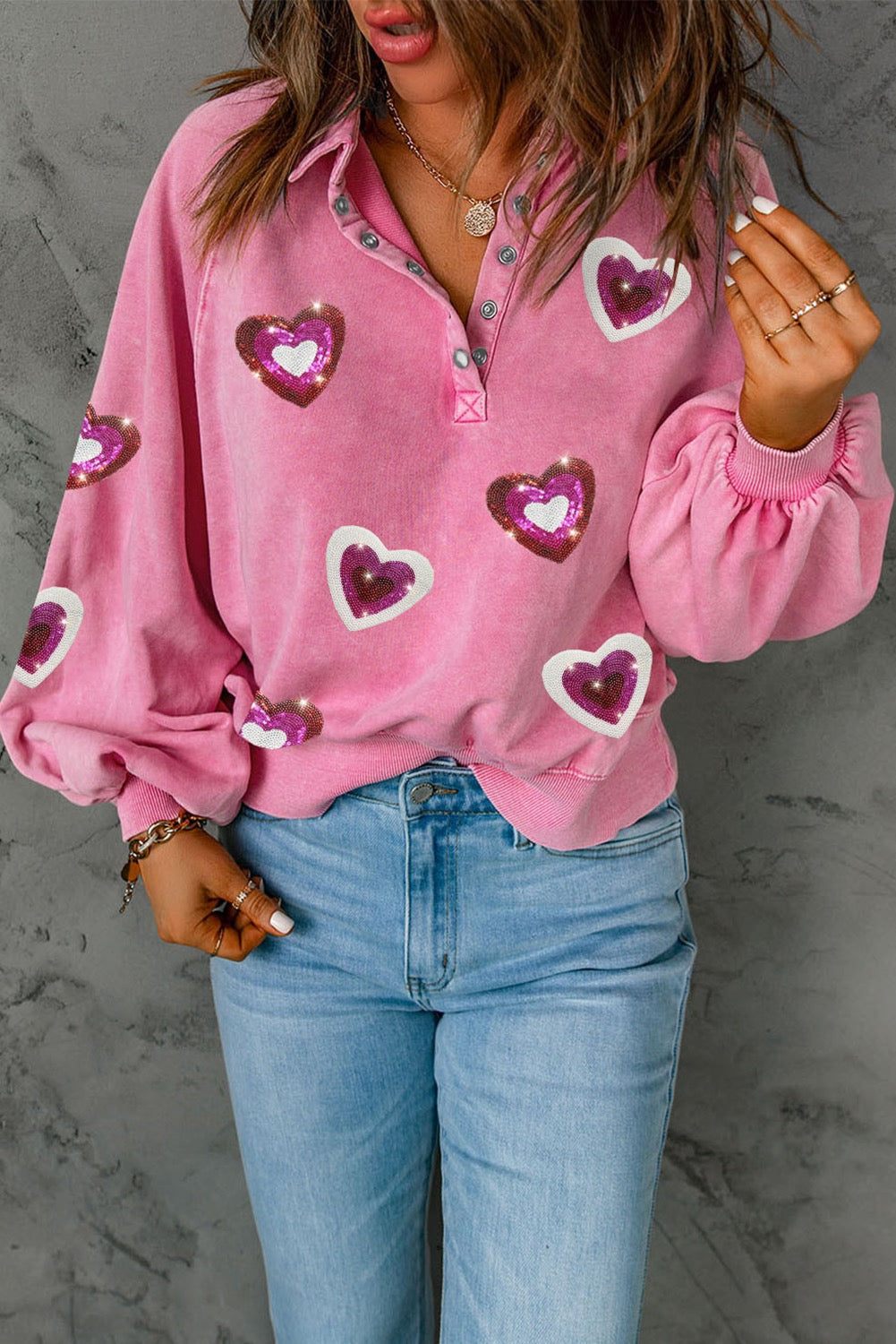 Pink Sweatshirt with Hearts RTS