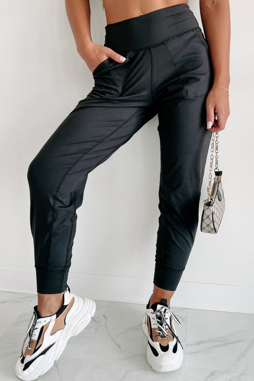 Black Exposed Seam Pocket Joggers WS RTS