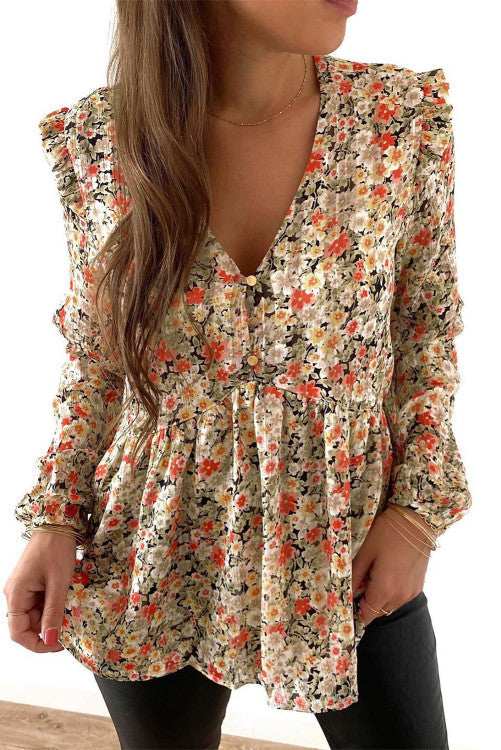 V Neck Floral Blouse WS RTS