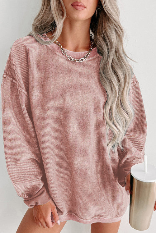 Pink Ribbed Oversized Sweatshirt WS RTS