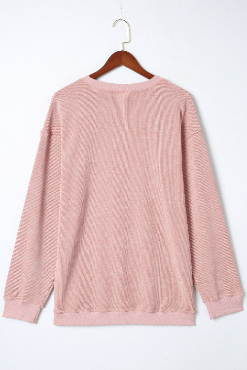 Pink Ribbed Oversized Sweatshirt WS RTS