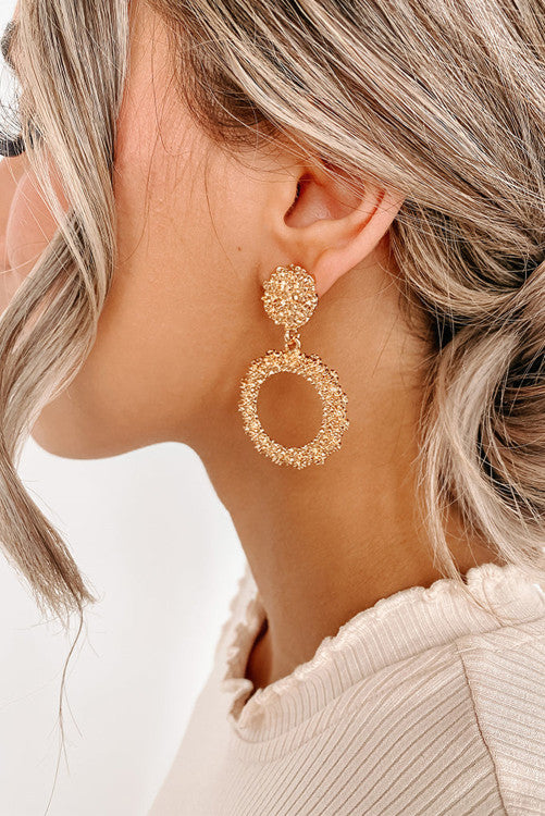 Gold Glitter Circle Earrings WS RTS