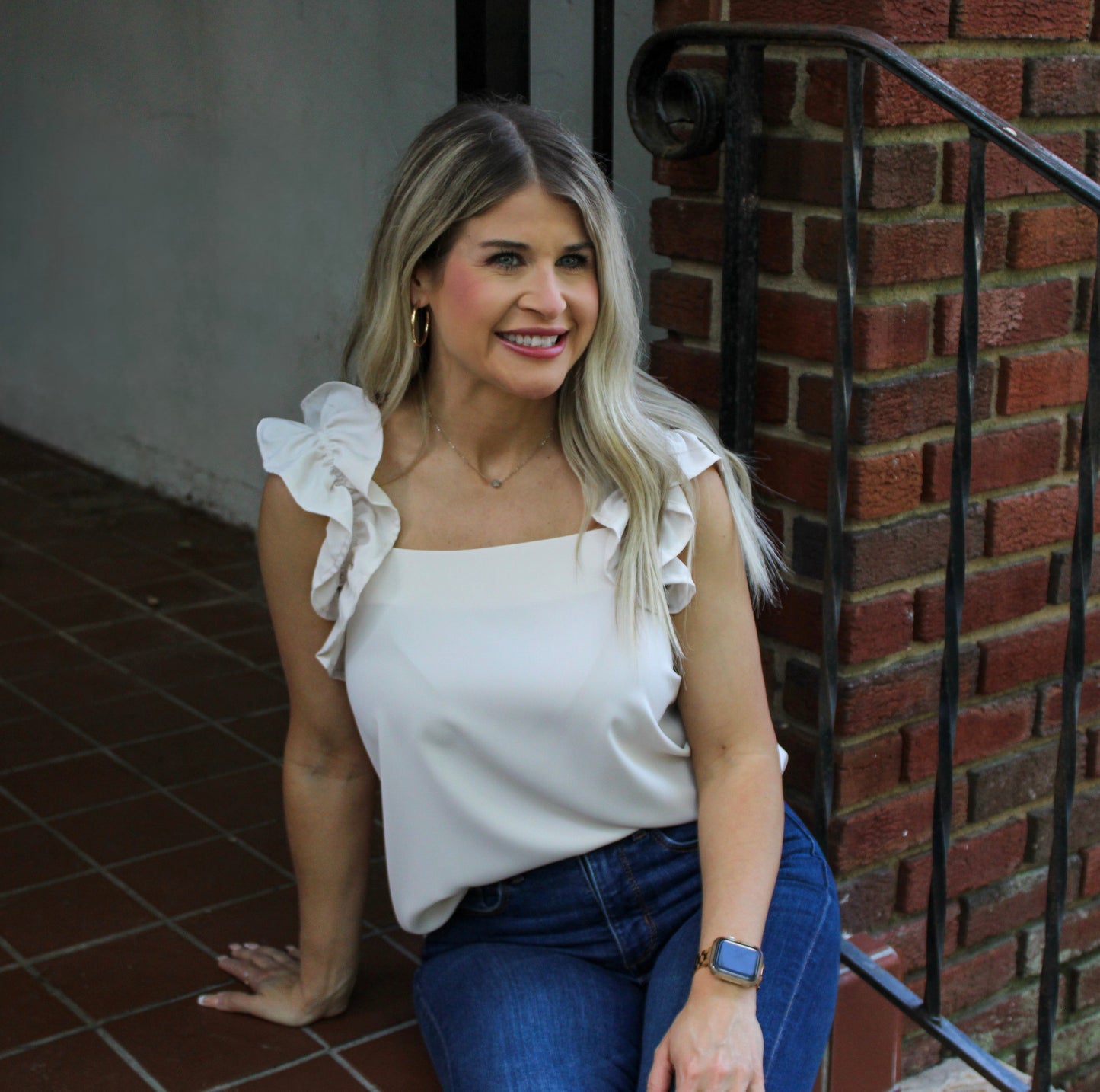 Tan Ruffle Top RTS