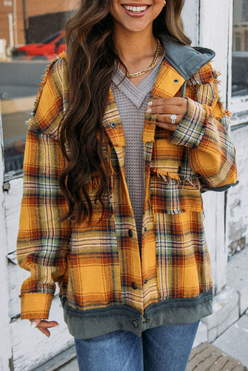 Orange Plaid Snap Button Jacket WS RTS