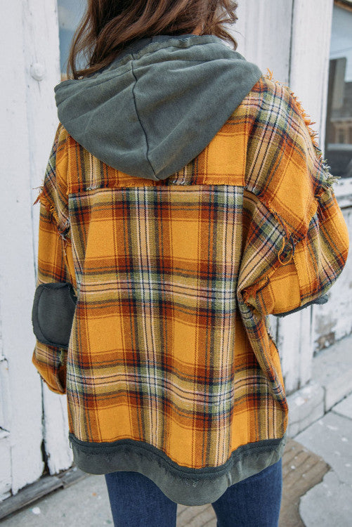 Orange Plaid Snap Button Jacket WS RTS