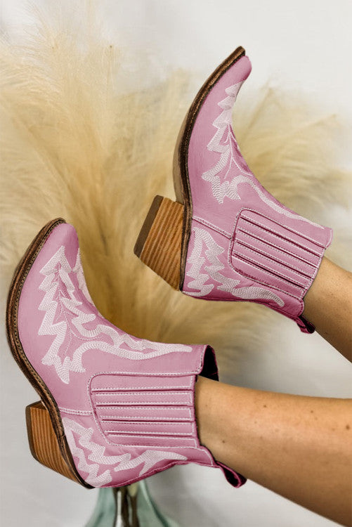 Pink Leather Heel Booties WS RTS