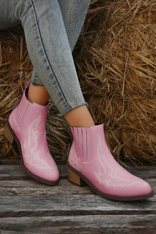 Pink Leather Heel Booties WS RTS