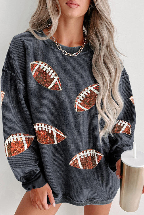 Gray Sequin Corded Sweatshirt WS RTS