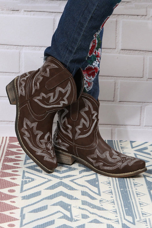 Chestnut Embroidered  Boots WS RTS