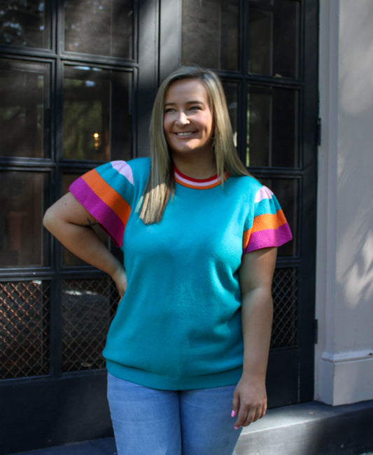 Turquoise Ruffle Top RTS