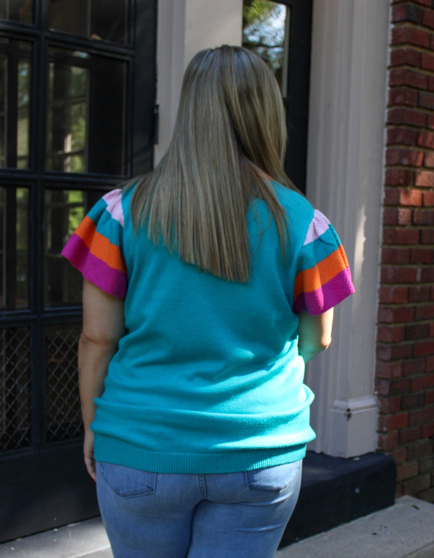 Turquoise Ruffle Top RTS