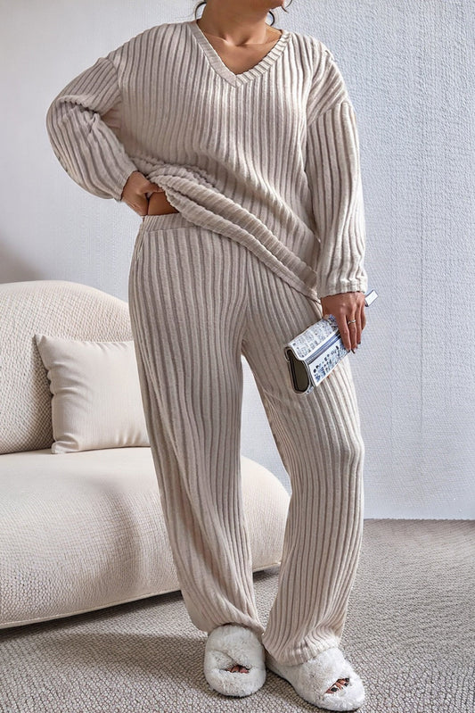 Plus Size Ribbed Pants Set RTS