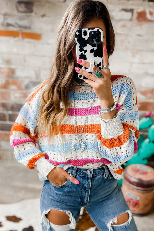 Striped Knitted Loose Sweater WS RTS