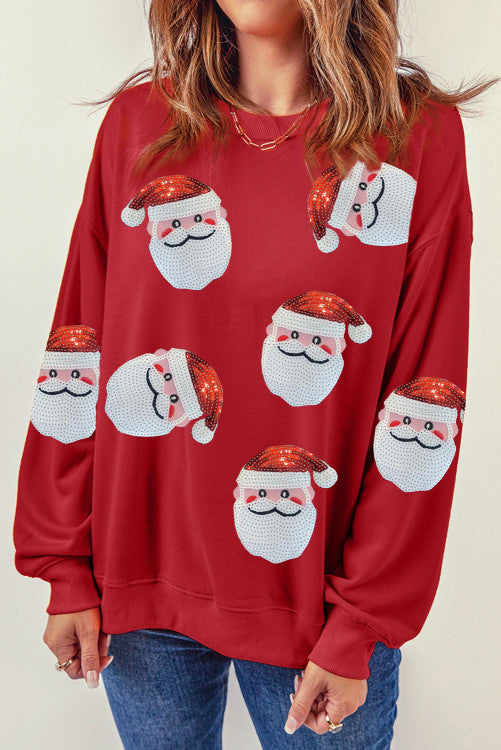 Red Santa Sequin Sweatshirt WS RTS