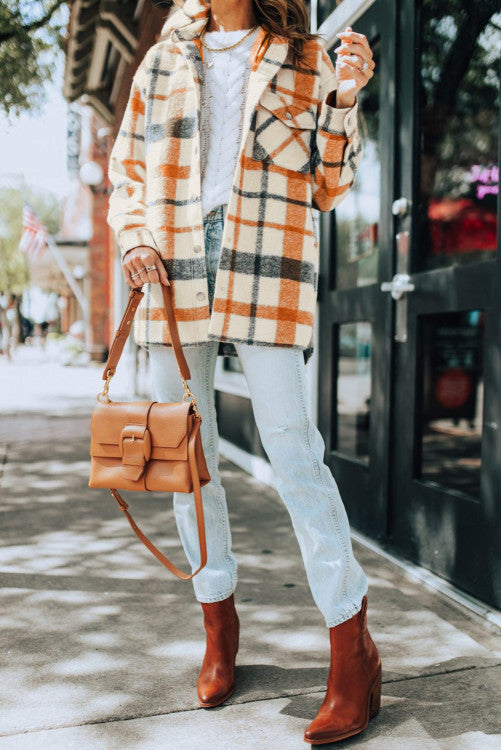 Plaid Print Buttoned Shacket WS RTS