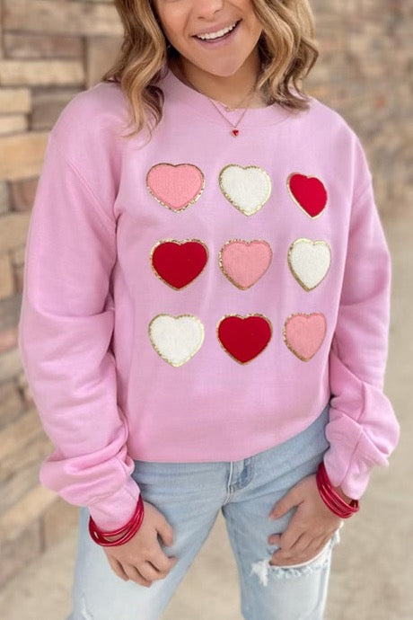 Pink Chenille Patch Sweatshirt RTS