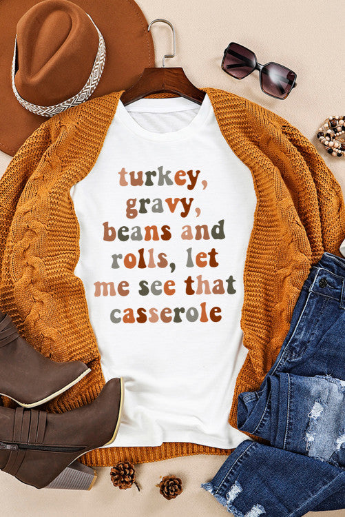 White Thanksgiving Crew Neck Graphic Tee WS RTS