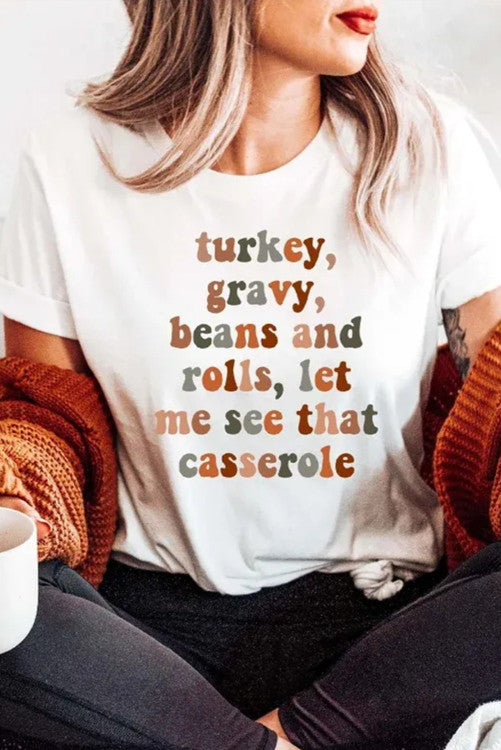 White Thanksgiving Crew Neck Graphic Tee WS RTS