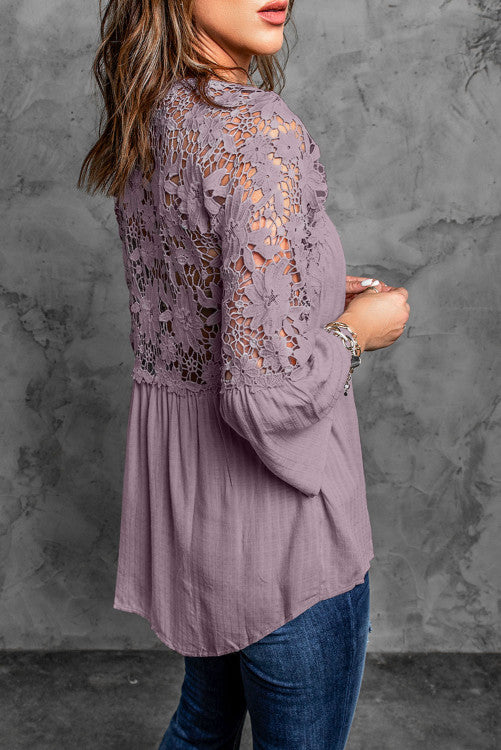 Purple Lace Button Top WS RTS